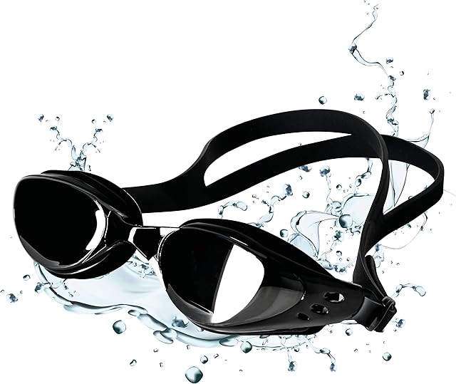 PROLYFE Swimming Goggles, Anti Fog Swim Goggles, Waterproof No Leak UV Protection Goggles, Mirrored, Soft Silicon Seal, Black Professional Swimming Goggles for Adult Men Women Junior Kids