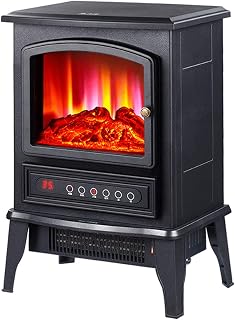 ROLTIN Electric Fireplace Suite Electric Fireplace 3D Simulation Flame Heater Home Energy-Saving Freestanding Portable Electric Stove Heater 2000W