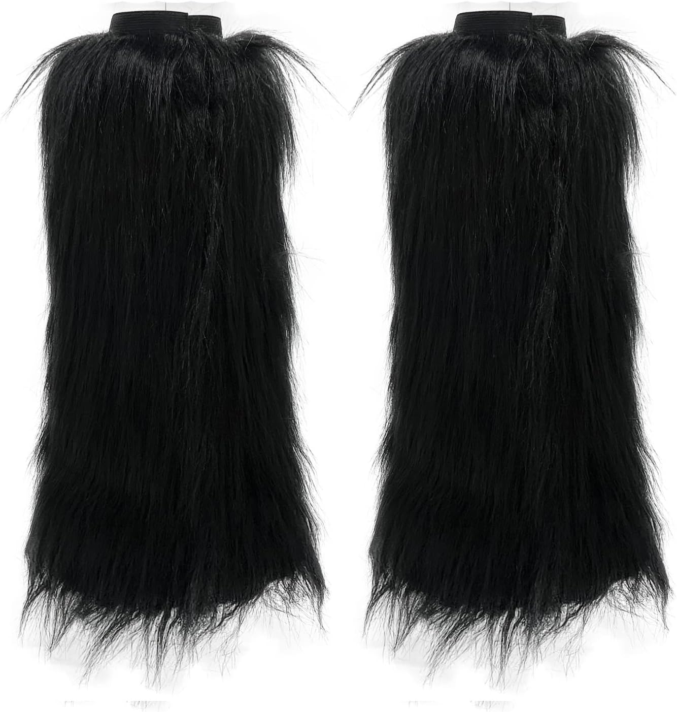 FHQHTH Fuzzy Faux Fur Leg Warmers Fur Heels Long Boots Cuff Cover has Elasticity One Pair Dionysia Boot cover Carnival 18" - Image 2