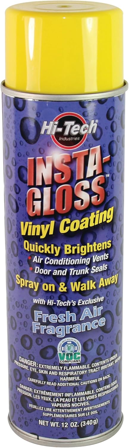 Insta-Gloss Vinyl Coating for Automotive Use - Glossy Coat for Vents, Dashboards, Consoles, Door Panels & Exterior Trim Parts - UV Protection with Fresh Air Aroma - 12 Ounce Aerosol Can (Pack of 4)