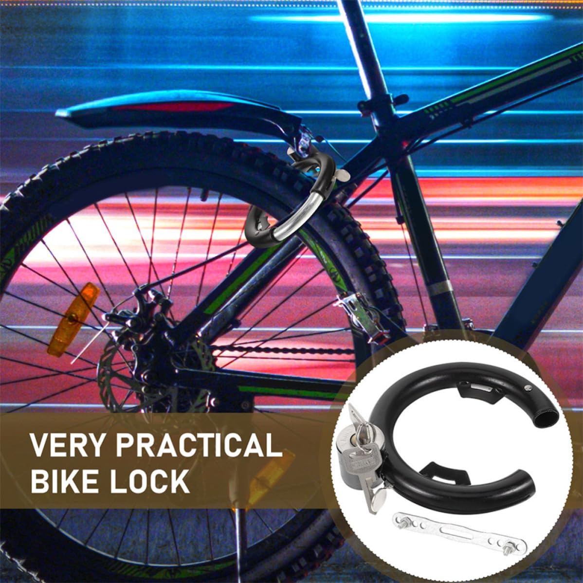 ARTIBETTER 3 Set Lucchetto per Bicicletta Antifurto, Catena per Bici in Acciaio Inox Nero, Resistente All'usura e Antigraffio, per Mountain Bike e Bicicletta,
