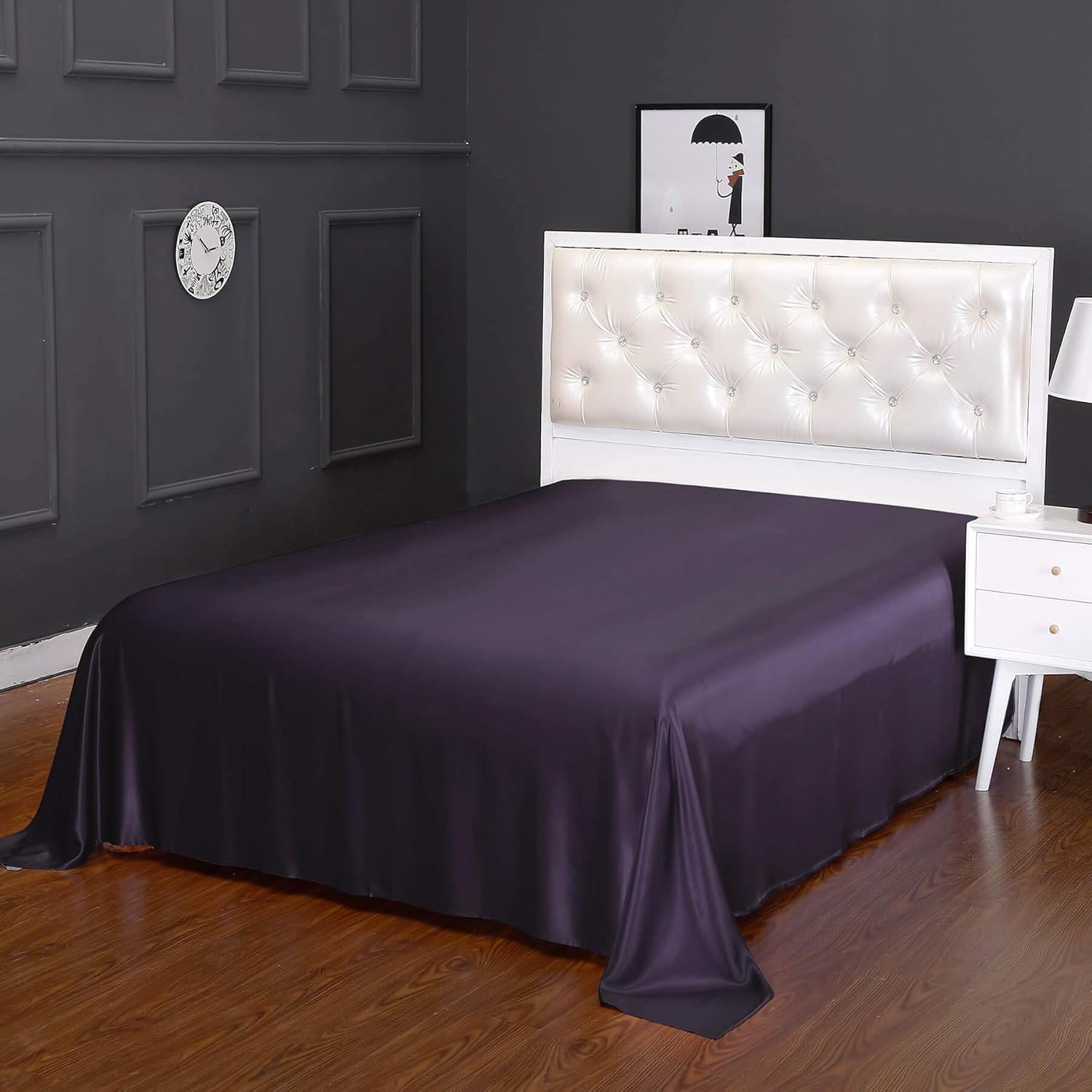 LilySilk 25 Momme Seamless 100% Pure Silk Flat Sheet, Purple, California King : Home & Kitchen