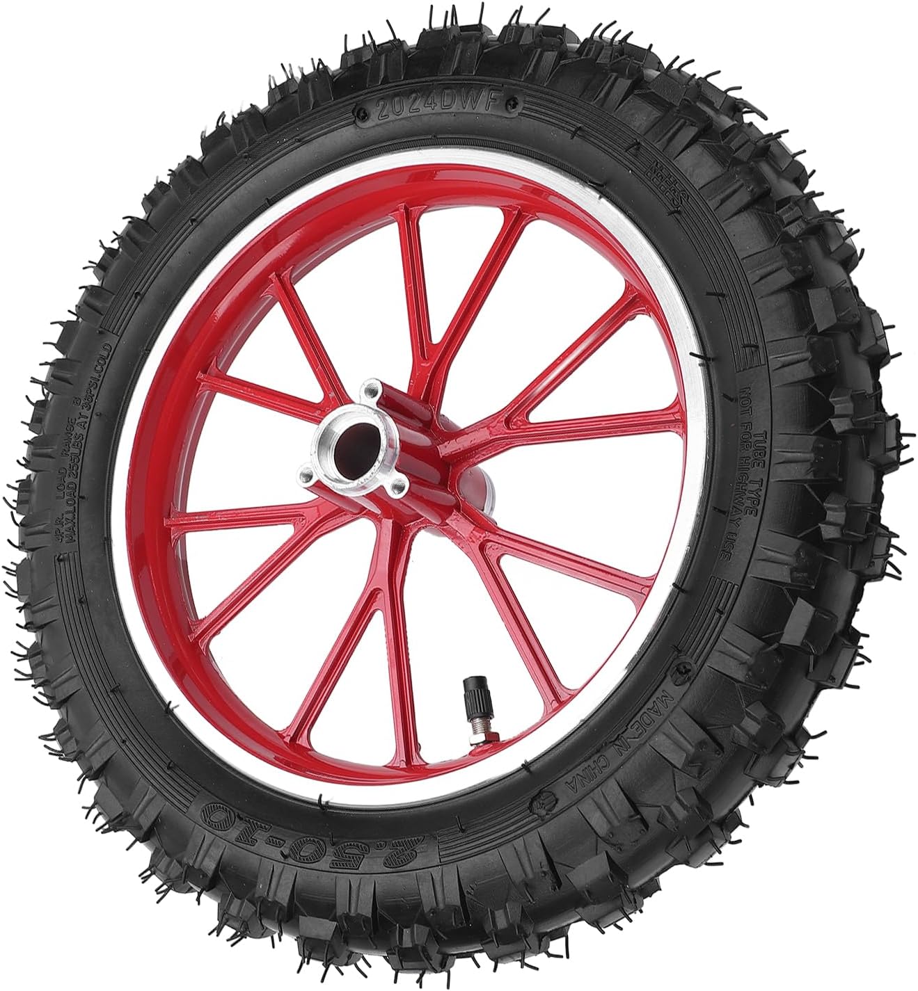 Generic 2.5-10 Wheel Hub Tire, Rubber Wear Metal Structure, Front Wheel, Fitment for Small Off Road Motorcycles, Specifically Designed (Red)
