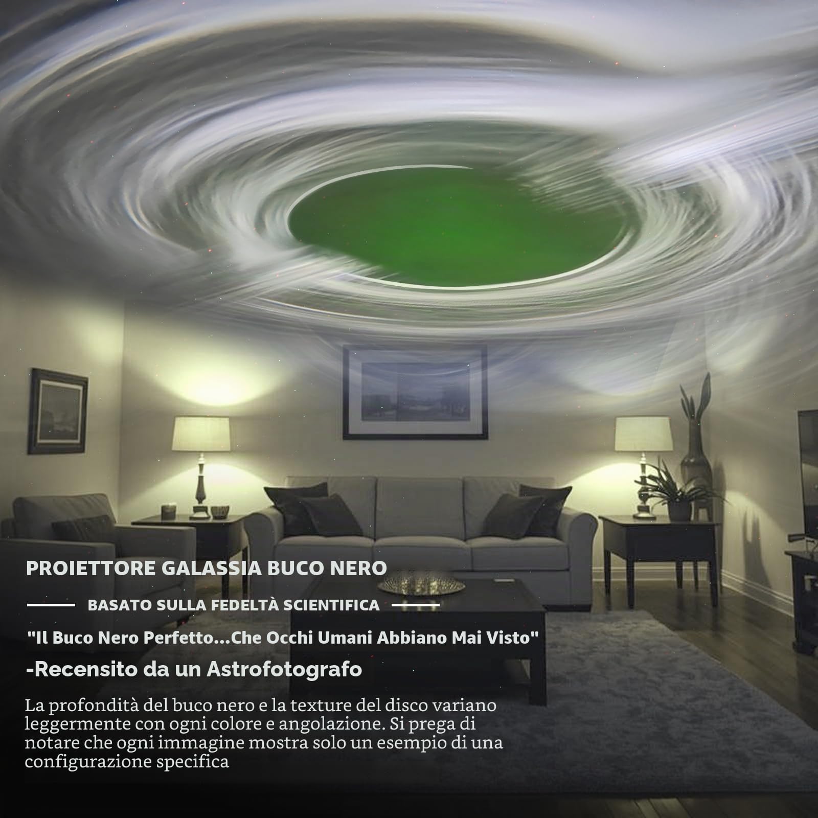 Proiettore di buchi neri scientificamente scolpito da luce a LED, proiettore interstellare con galassia stellare con luce notturna cosmica per decorazione della camera da letto, educazione scientifica