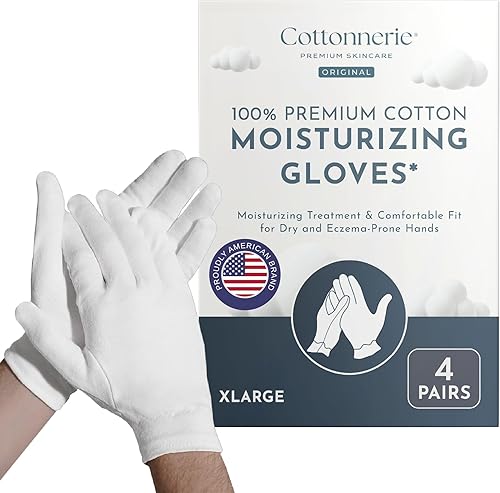 Miniatura 40 de Cottonnerie Guantes de algodón originales para manos secas para dormir, guantes hidratantes durante la noche, guantes hidratantes de manos, guantes