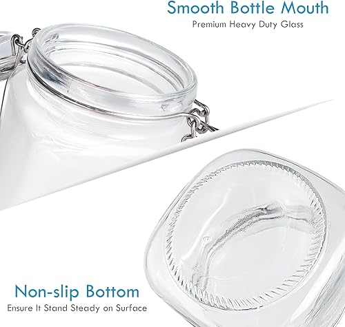 Miniatura 4 de YEBODA Tarros de vidrio para almacenamiento de alimentos de 32 onzas con abrazadera, tapas herméticas y juntas de silicona para recipientes de