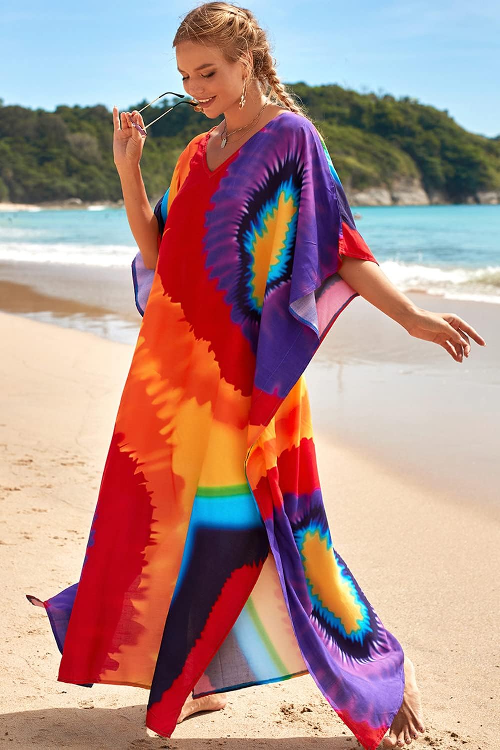 CHERRY CAT Women Beachwear Long Beach Coverups Kaftan Casual Caftan Swimwear Cover ups - Image 3