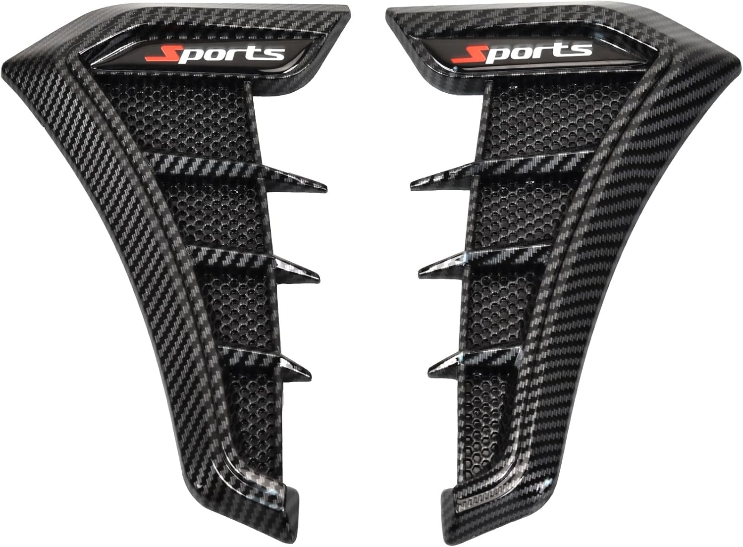 Air Flow Intake Hole Grille ，Universal Car Fender Side Vents, Side Marker Air Wing Vent Trim Cover ， Fender Decorative Spoiler。The Whole Back is Double-Sided Glue (Carbon Fiber Black)