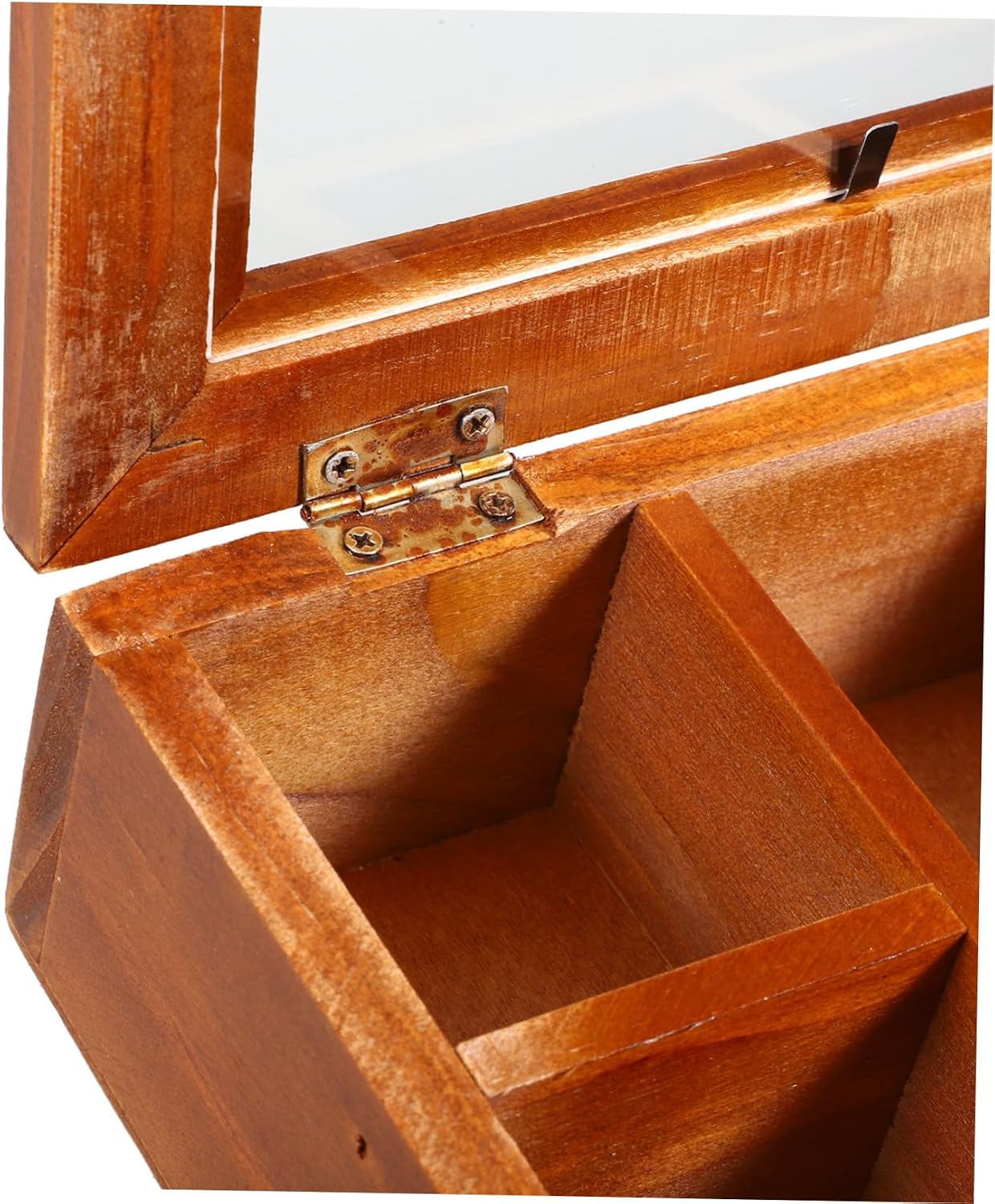 PRETYZOOM Vintage Wood Jewelry Box and Acrylic Cover with 9 Compartments image 2