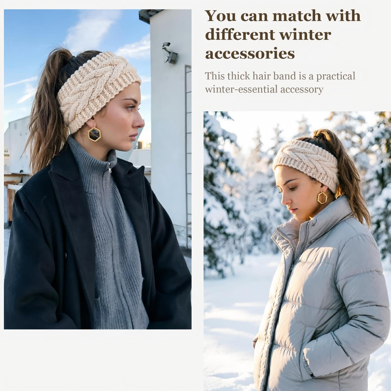 DRESHOW Winter Headbands for Women Ear Warmers Headbands for Cold Weather