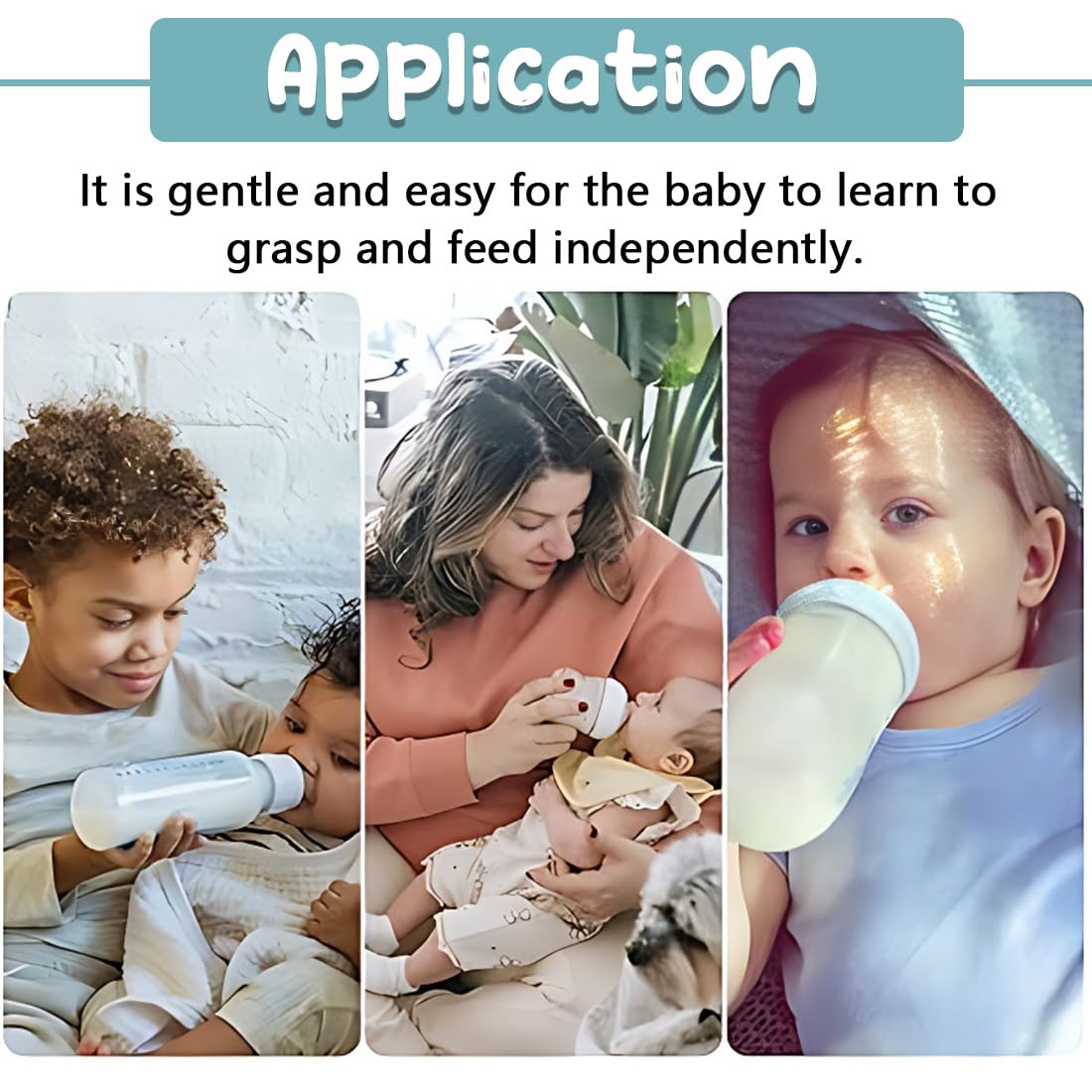 2Pcs Baby Bottle Grip, Silicone Bottle Handle, Wide Neck Baby Bottle Handles, Silicone Baby Bottle Handles With Grip Design