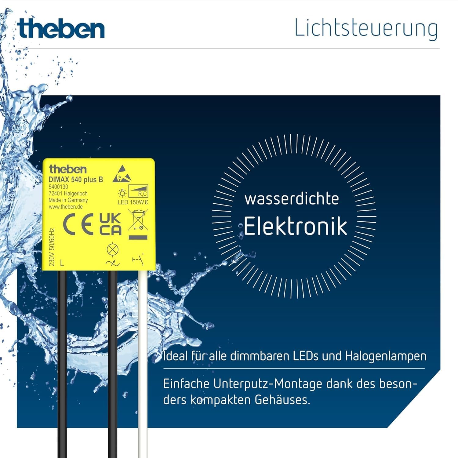 Theben Multipack 5400130 DIMAX 540 plus B, 6 Stück Mini Unterputz-Dimmer