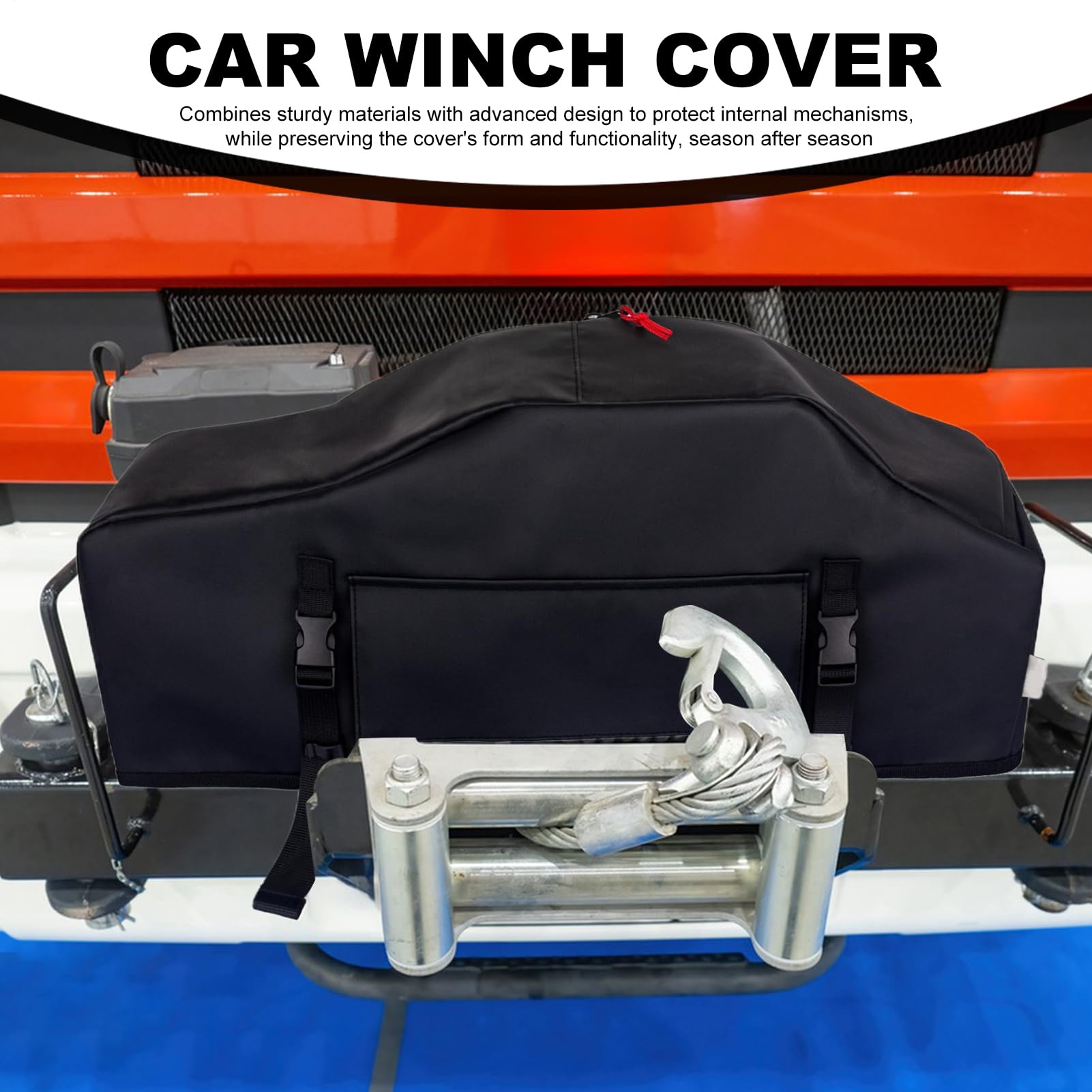 Winch Cover, Impermeable Protective Guard, Heavy-Duty Winch Shield, 21,77 x 10,12 pulgadas, resistente al agua UV Protección Accessory, diseño de tejido para camping, viaje y aventura
