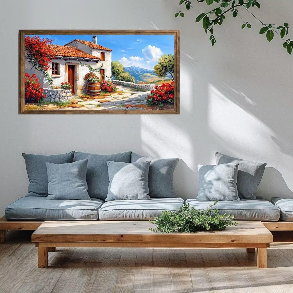 Dipingere Con i Numeri costiero Dipingi con i Numeri piccola città Dipingere con i Numeri Adulti, Pittura con i Numeri XXL 60x120 cm Colorare Con i Numeri Kit Pittura a Olio, Decorazioni Parete Y6-256