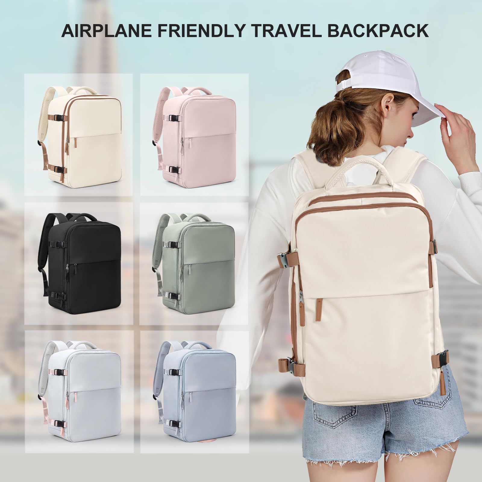 SZLX Zaino Ryanair 40x20x25 Bagaglio a Mano zaino Borse da Cabina per Easyjet 45x36x20 Zaino da Viaggio donna con porta ricarica USB, Borsa da Viaggio aereo Zaino Computer Impermeabile Casual Daypack