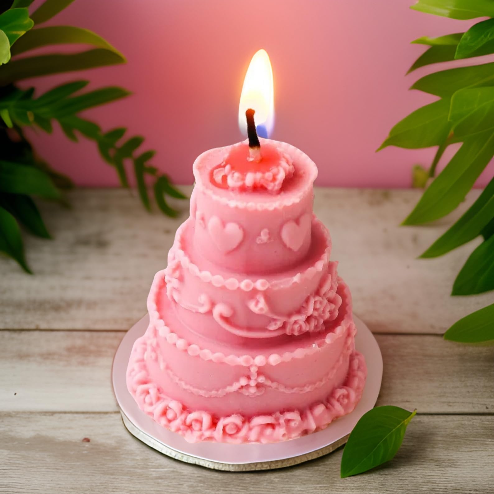 SS Enterprise Organic Soy Wax Cake Shape Designer Candle for Decoration | Scented Aromatic Fragrance | Smoke-Free | Birthday (Pack of 1, Pink)-image-40