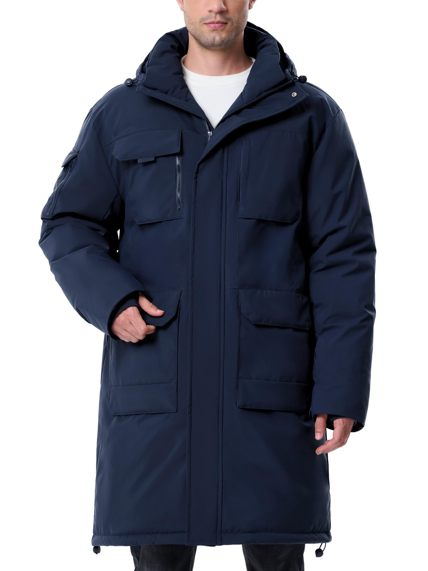 Mens Winter Coat Long Hooded Puffer Jacket Warm Thicken Water Resistant Down Outerwear Windbreaker Parka