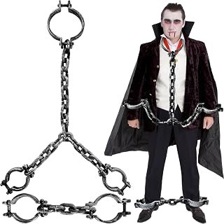 Plastic Fake Toy Handcuffs Headcuffs Footcuffs Chain Shackles Set,Prison Wrist and Leg Shackle Props for Halloween Cosplay Costume Party Decoration