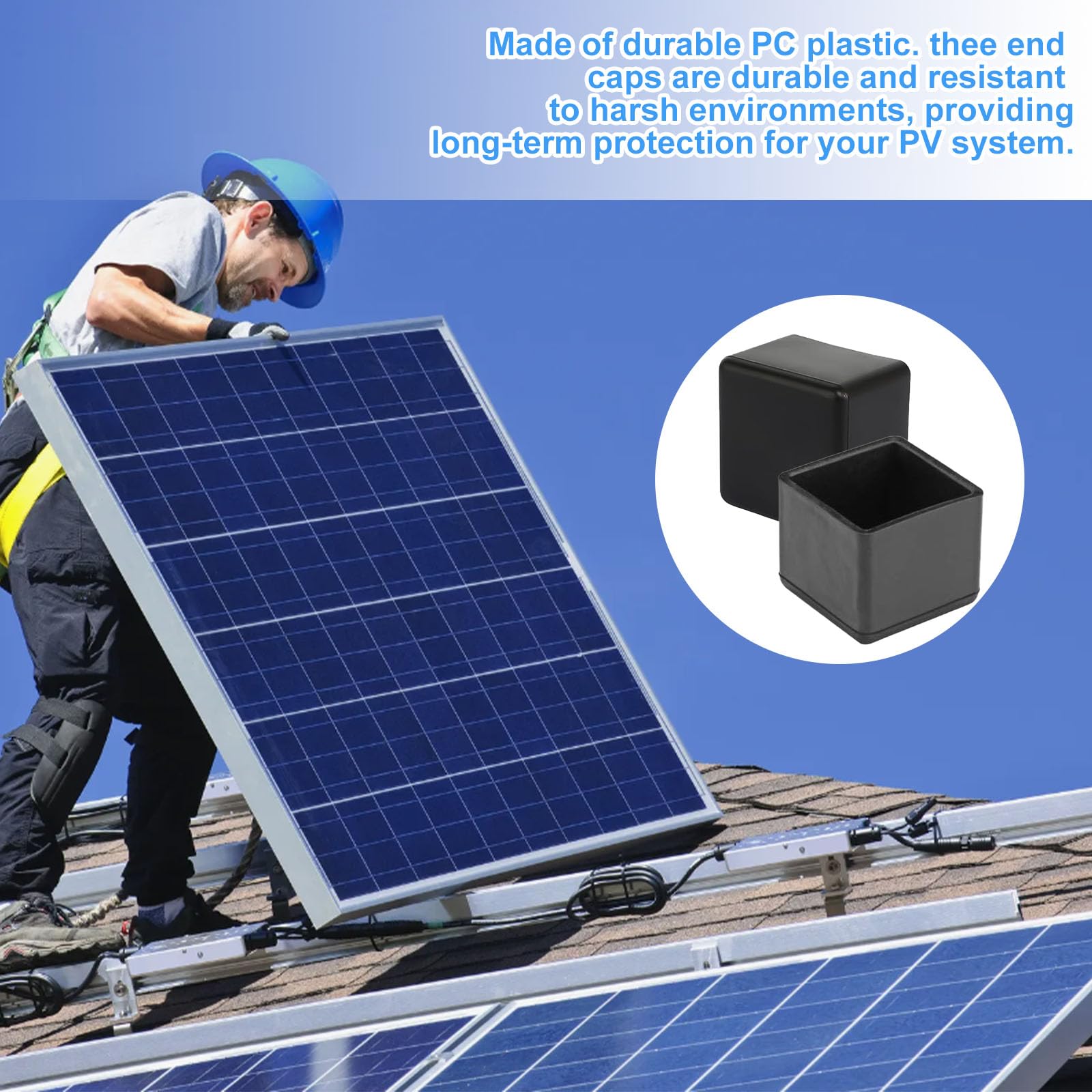 20 pezzi Tappi terminali in plastica, 40x40 Inserti quadrati per tubi neri Profilo in alluminio Tappi per tubi Accessori solari Angolari Copri gambe di sedia Copertura per recinzione Gleit Caps