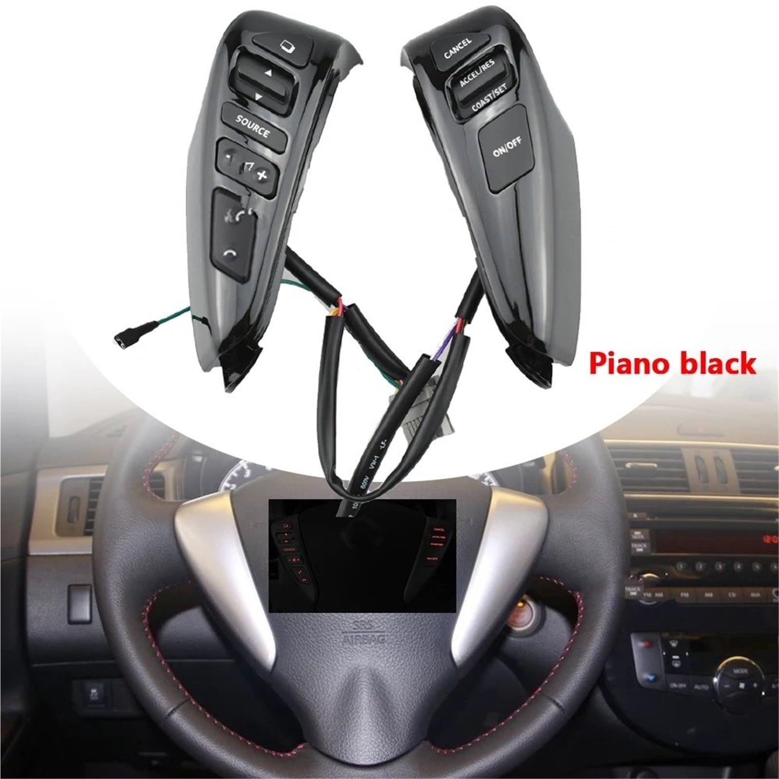 Lenkradschalter Kompatibel 25550-3DA6A Für NISSAN TIIDA Für SENTRA SUNNY Livina ALMERA Lenkrad Tempomat Taste Schalter(Silvery)
