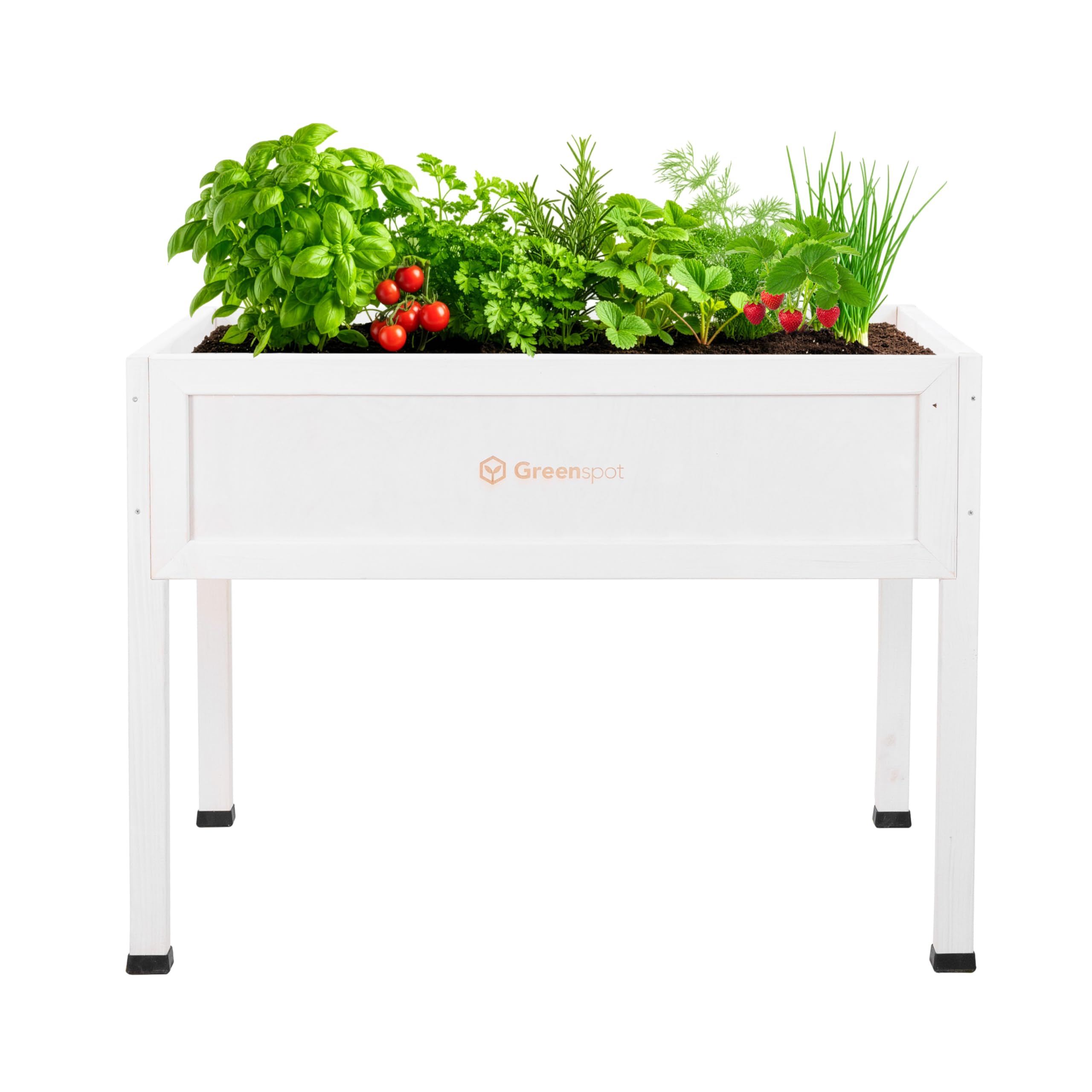 Greenspot - Mini Szklarnia z Pokrywą - na Balkon i Taras - Szklarnia na Podwyższeniu, Podwyższona Grządka - 110x55x120cm - z Drewna - Inspekt z Osłoną, na Wysokich Nogach - Vintage Biała