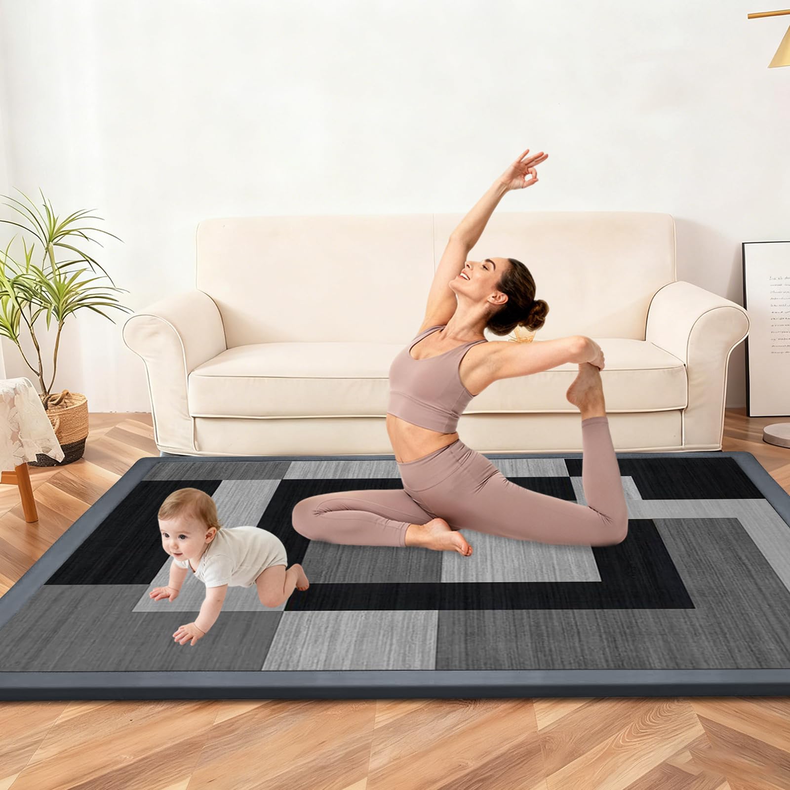 Spielmatte Baby/Krabbelmatte Baby, Teppich für Kinderzimmer mit hochwertigem Memory-Schaum, 2 cm Dick Krabbelmatte Baby, Krabbeldecke, Tatami Matte 190 x 300cm