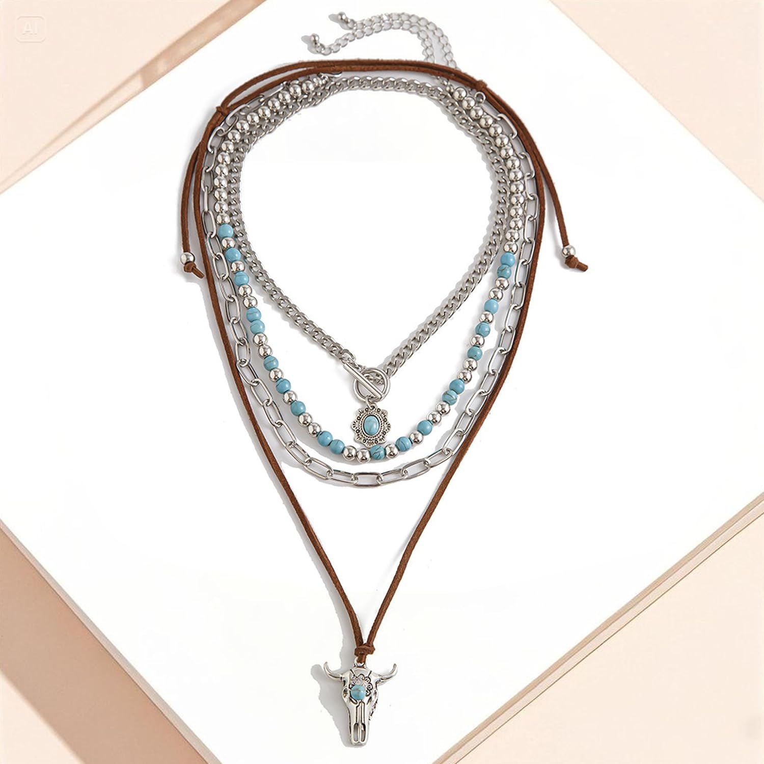 Western Necklaces for Women Turquoise Beaded Choker Pendant Necklace Cowgirl Outfits for Women Vintage Western Jewelry Country Concert Outfits Cowgirl Accessories - Image 9