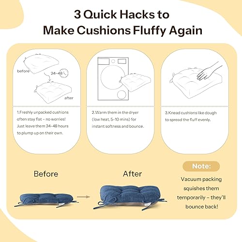 Miniatura 8 de Juego de 4 cojines antideslizantes para sillas de comedor, cojines para sillas de cocina, de 18 x 18 x 3 pulgadas, cojines de asiento cómodos y