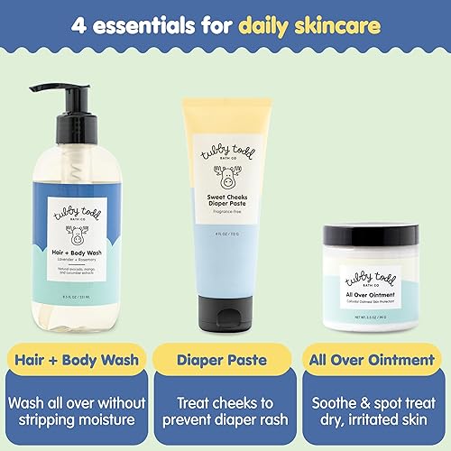 Miniatura 3 de TUBBY TODD Baby Bundle - Juego de cuidado de la piel para recién nacidos, hipoalergénico para el cabello + gel corporal, ungüento completo con avena