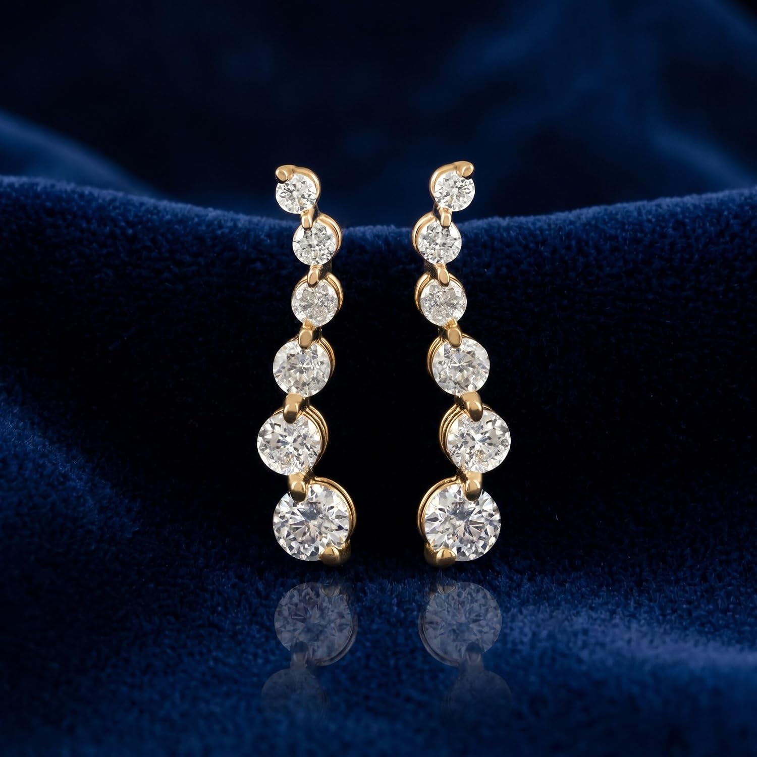 Pompeii Ladies 1/2ct Diamond Journey Earrings 14K Yellow Gold