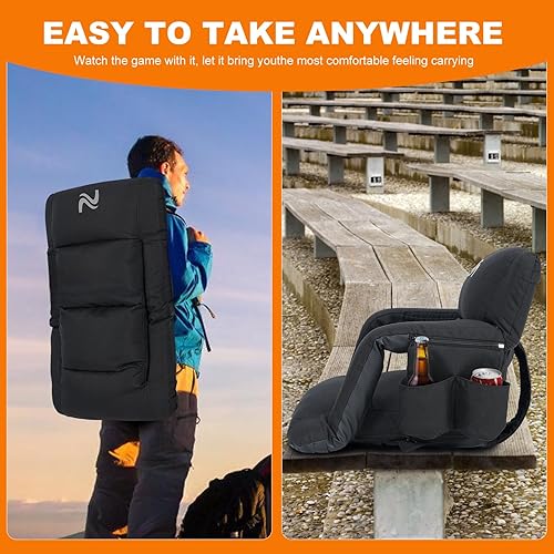 Miniatura 6 de LILYPELLE Wide Stadium Seats with Back Support, Thick Bleacher Chairs with Comfy Cushion, 6 Reclining Positions Stadium Chair Bleacher Chairs with