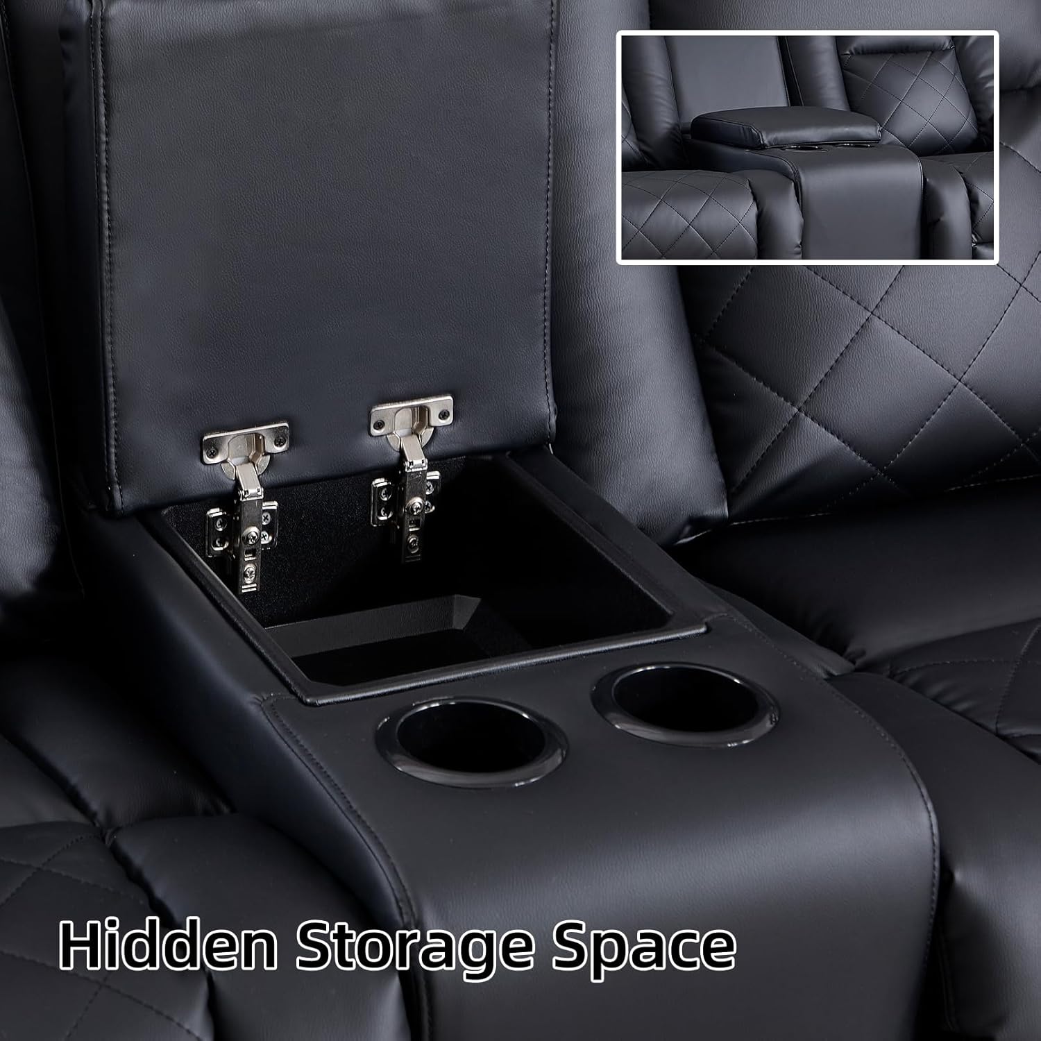EBELLO Manual Recliner Sofa Set, Faux Leather Reclining Living Room Furniture Set, Included Dual Recliner Loveseat and 3 Seat Manual Recliner Sofa, Black(Loveseat+Sofa)