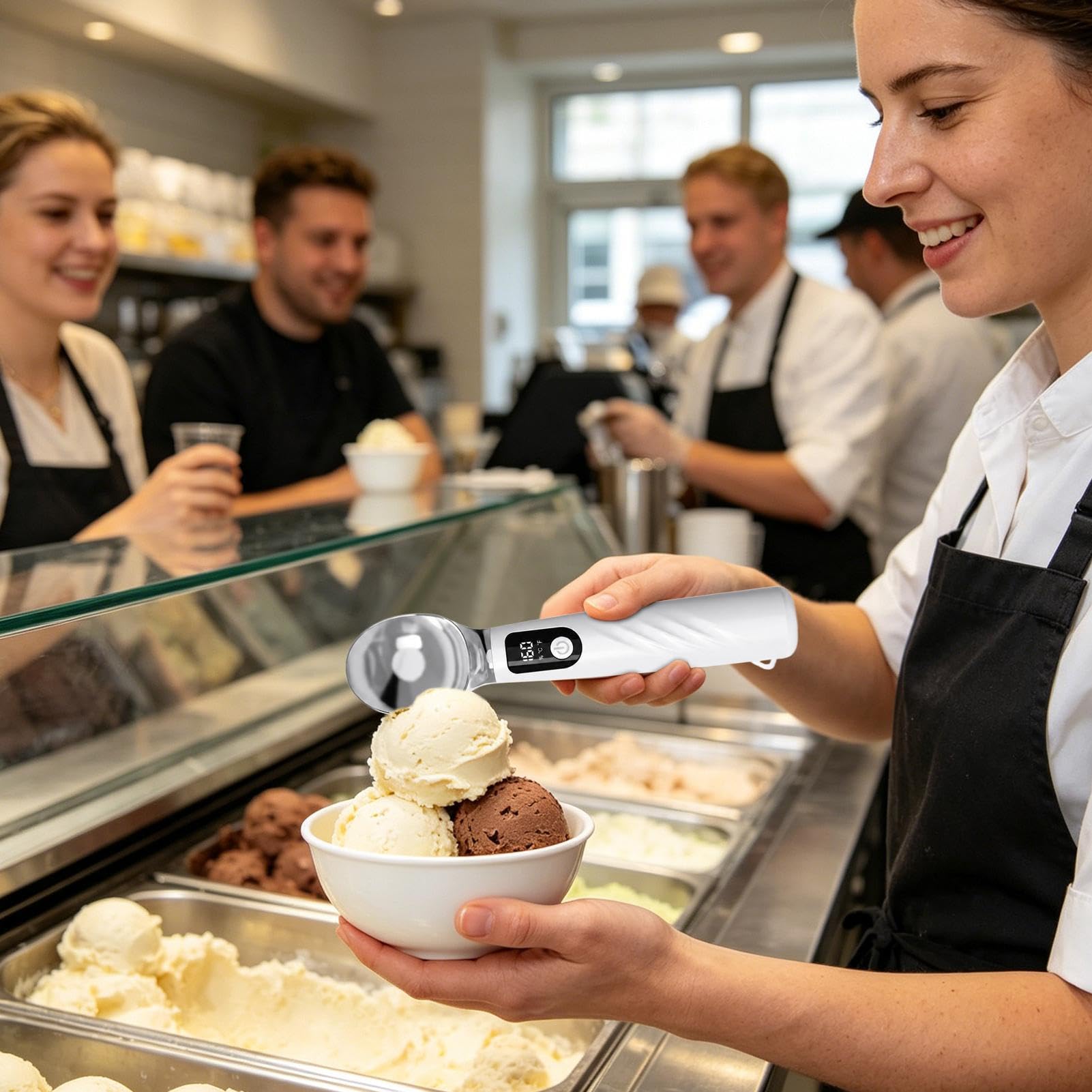 Cuillère À Glace Chauffante Scooper Rechargeable Antiadhésif Avec Batterie