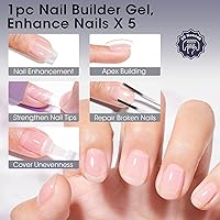 Vista 4 de Gellen Gel constructor de uñas de grado de salón, 5 en 1, sin hema, gel constructor transparente para fortalecedor de ápice de uñas, 0.7 onzas