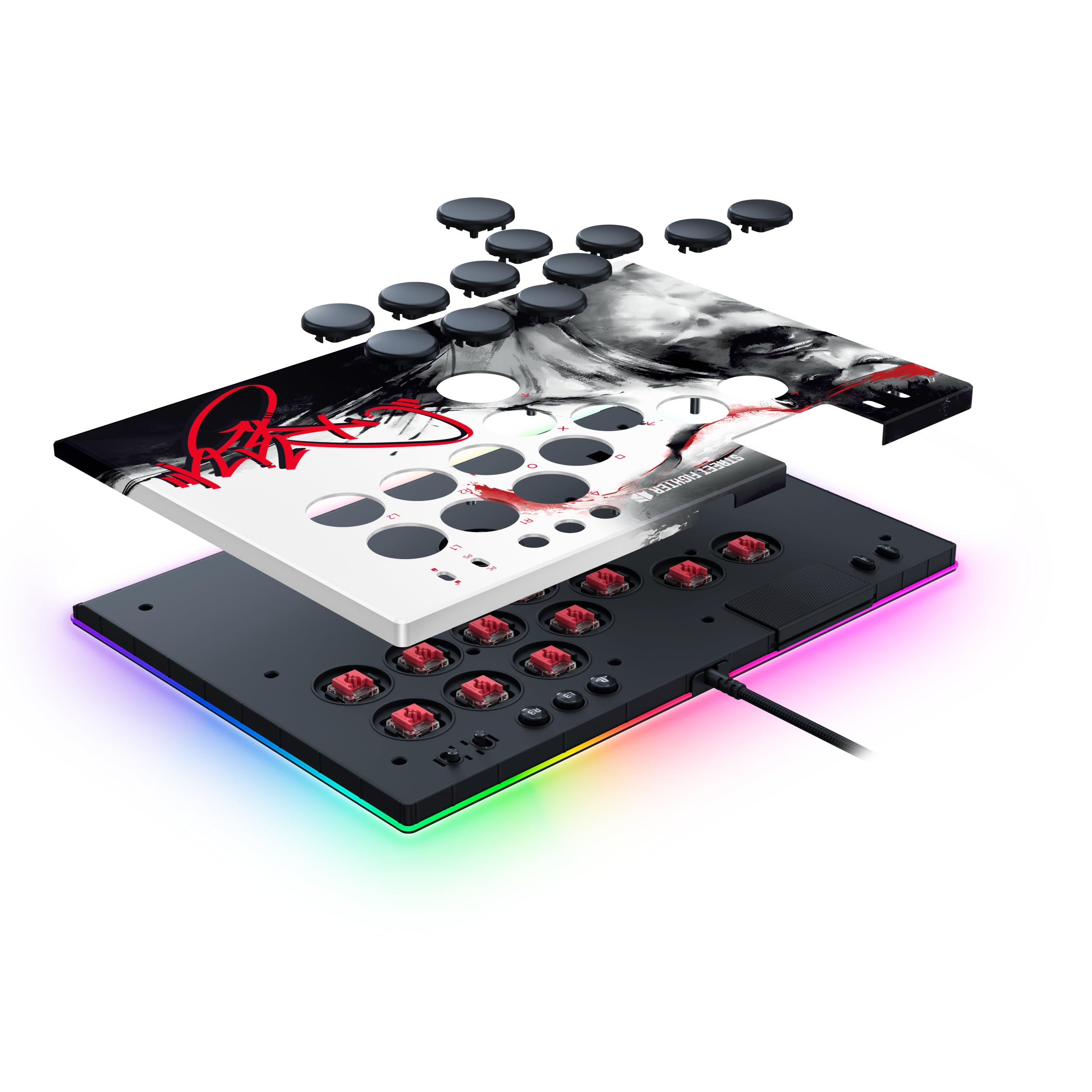 Razer Kitsune Ryu Edition - Manette d'arcade optique pour PS5 et PC - Disposition avec 4 boutons directionnels de précision - Commutateurs optiques linéaires plats | Édition Ryu