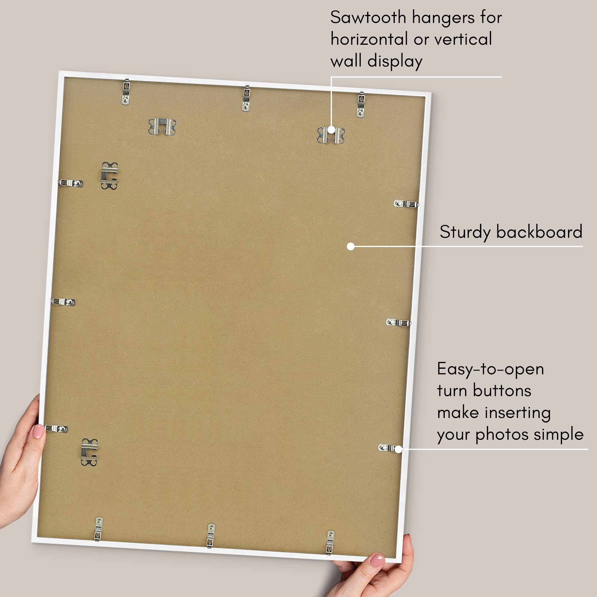 Americanflat Cadre photo blanc de 55,9 x 71,1 cm, cadre photo fin avec plexiglas poli – Cadre photo mural avec matériel de suspension pour affichage horizontal ou vertical, blanc