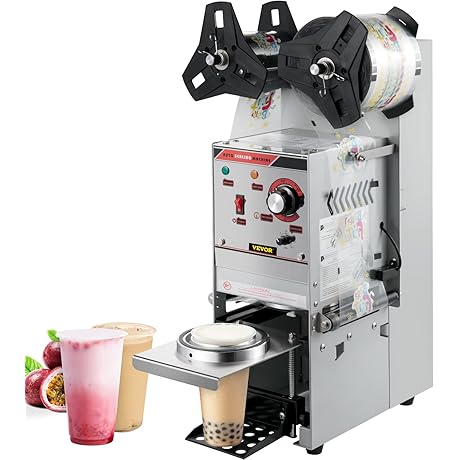 Automatic Boba Cup Sealing Machine, 90mm & 95mm Sealing Diameter, 300-500 Cups/Hour
