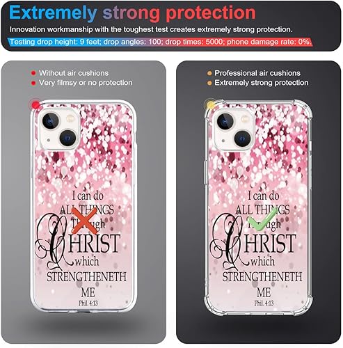 Miniatura 2 de Funda protectora de la Biblia para teléfono 13, 14 versículos cristianos, protección resistente compatible con el teléfono 13 14 Dios cristiano