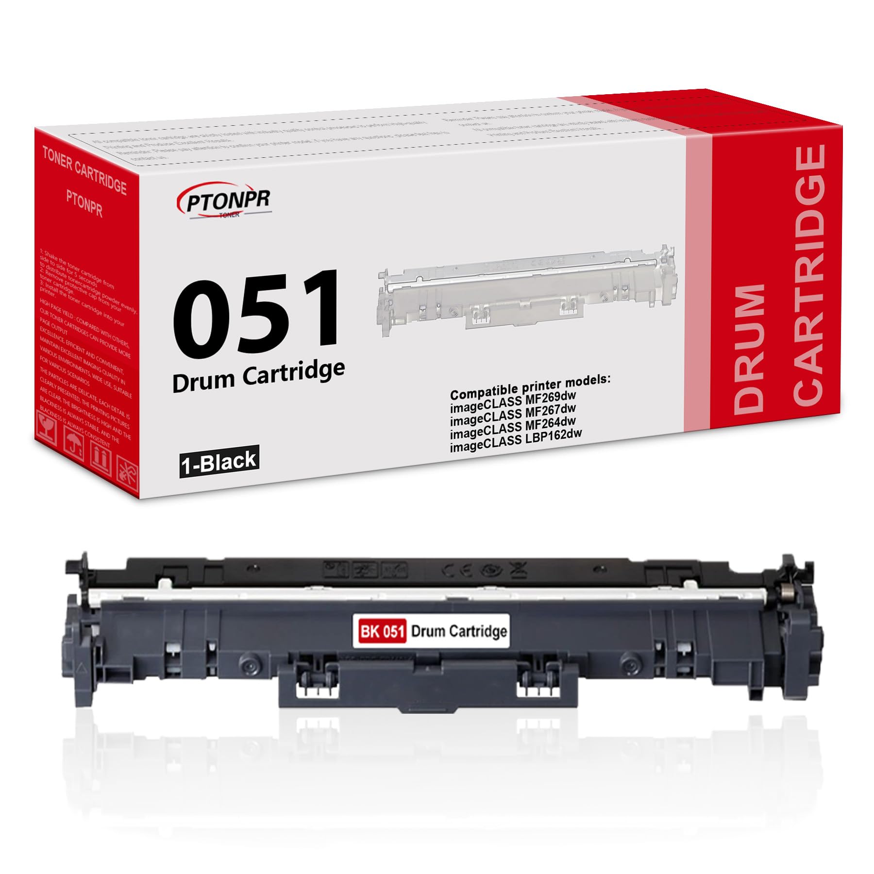 051 Drum Cartridge 1-Pack Replacement for Canon CRG051 Drum Cartridge Unit for imageCLASS MF269dw MF267dw MF264dw LBP162dw Laser Printer