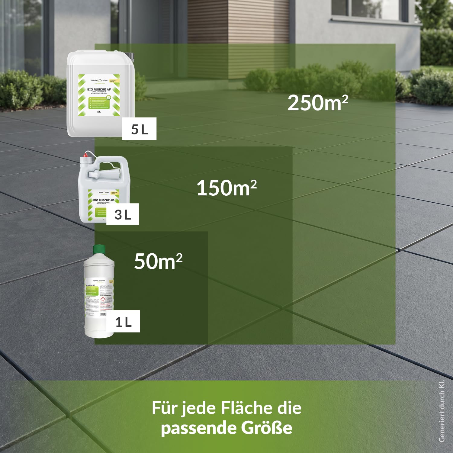 TerraDomi Bio Rusche AF 3 L | Grundstoff Acetum | Unkrautvernichter extra stark zur Anwendung auf Plätzen, Wegen, Auffahrten und Gehwegen | ohne Glyphosat