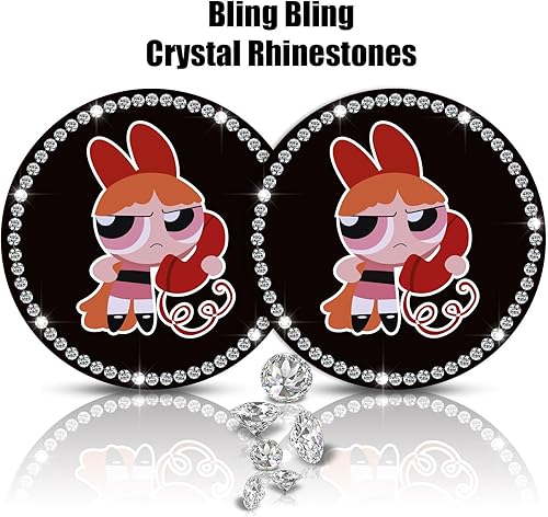 Miniatura 5 de 2 posavasos brillantes para automóvil, 2.75 pulgadas, bonitos posavasos universales de silicona antideslizantes para tazas, divertidos accesorios