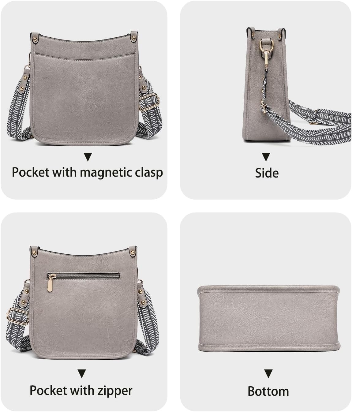 Purses for Women 3PCS, Crossbody Bags Set Large Leather Purse Shoulder Handbags with Wallet Adjustable Straps for Ladies Tote - Image 3