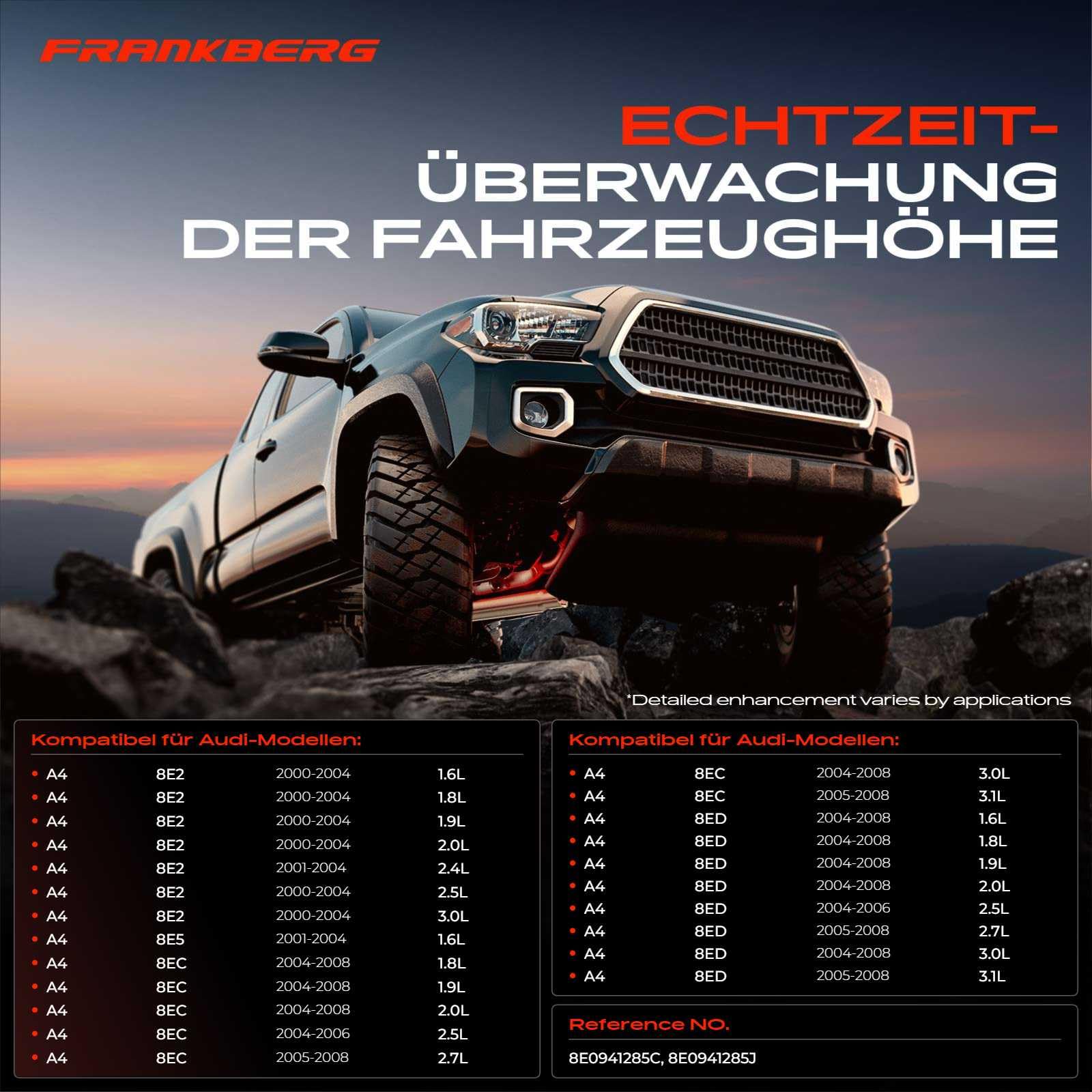 Frankberg 1x Niveausensor Höhensensor Vorne Kompatibel mit A4 8E2 8E5 8H7 8HE B6 B7 Exeo 3R2 Exeo ST 3R5 1.6L-4.2L 2000-2013 8E0941285J