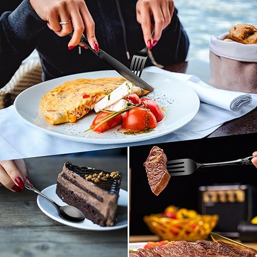 Miniatura 6 de Juego de cubiertos de 20 piezas para 4, juego de cubiertos de acero inoxidable de alta calidad, juego de cubiertos pulidos con espejo, juego de