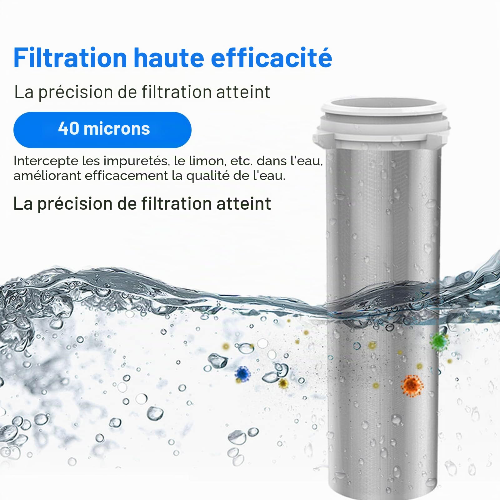 Filtre à Eau 1 Pouces Préfiltre à Sédiments pour G 3/4 ", Filtre fin pour Robinet d'eau potable, Purificateur d'eau Traitement de Filtre l'eau, Système de Filtration d'Eau