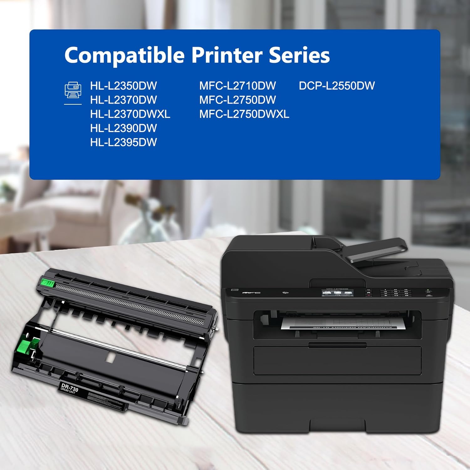 DR730 Drum Unit 2 Pack (NOT Toner) Replacement for Brother DR-730 DR730 Drum Unit Black MFC-L2710DW MFC-L2750DW HL-L2395DW HL-L2370DW HL-L2350DW HL-L2390DW DCP-L2550DW Printer