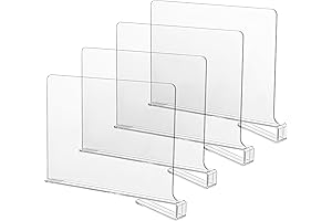 CY craft Plastic Shelf Dividers for Closets,Wood Shelf Dividers, 4 PCS Clear...