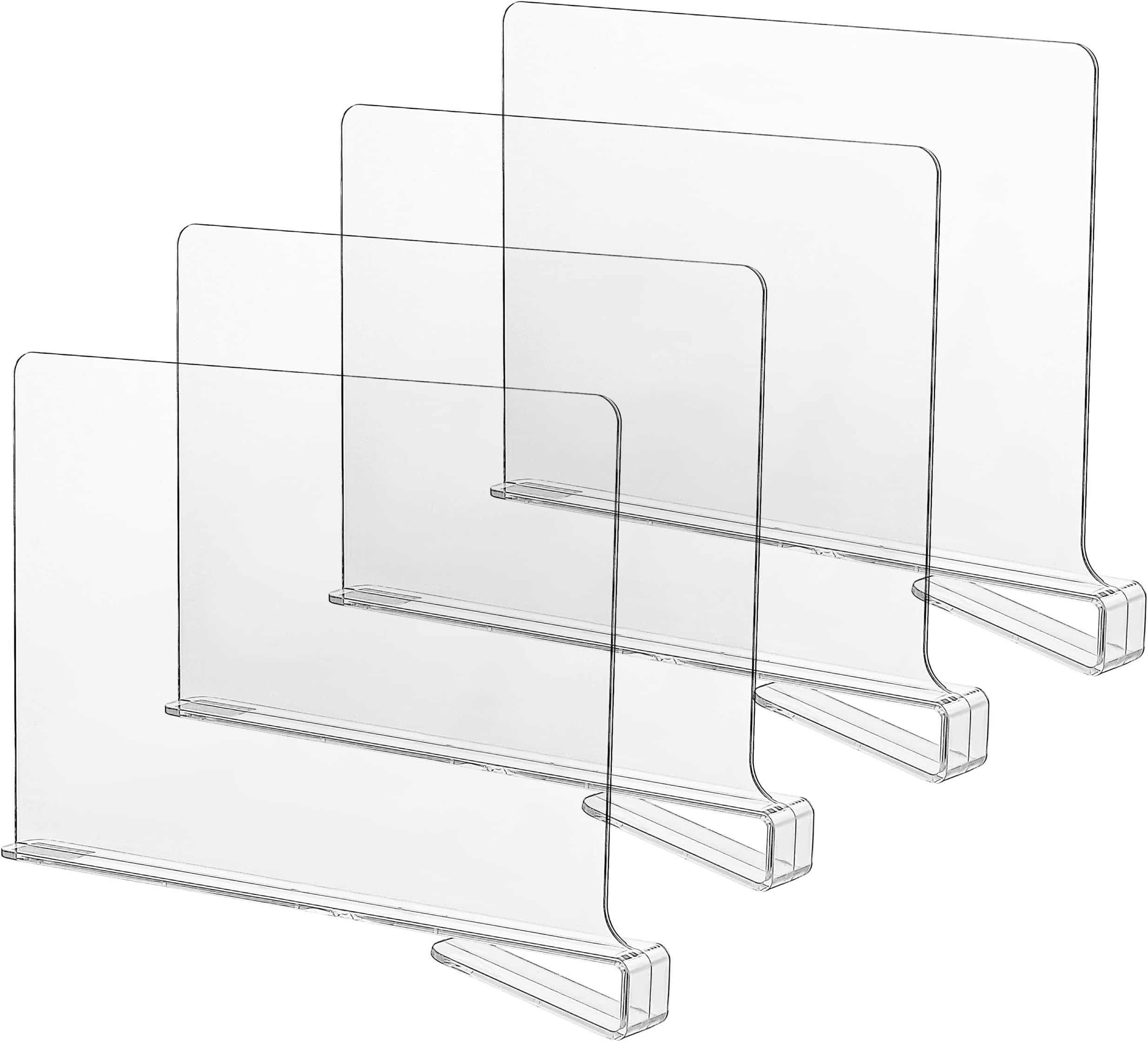 CY craft Acrylic Shelf Dividers for Closets,Wood Shelf Dividers, 4 PCS Clear Shelf Separators,Perfect for Clothes Organizer and Bedroom Kitchen Cabinets Shelf Storage and Organization