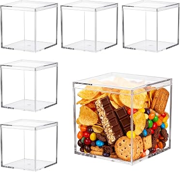 6Pcs 10x10x10cm Plastic Acrylic Display Boxes with Lid for Candy