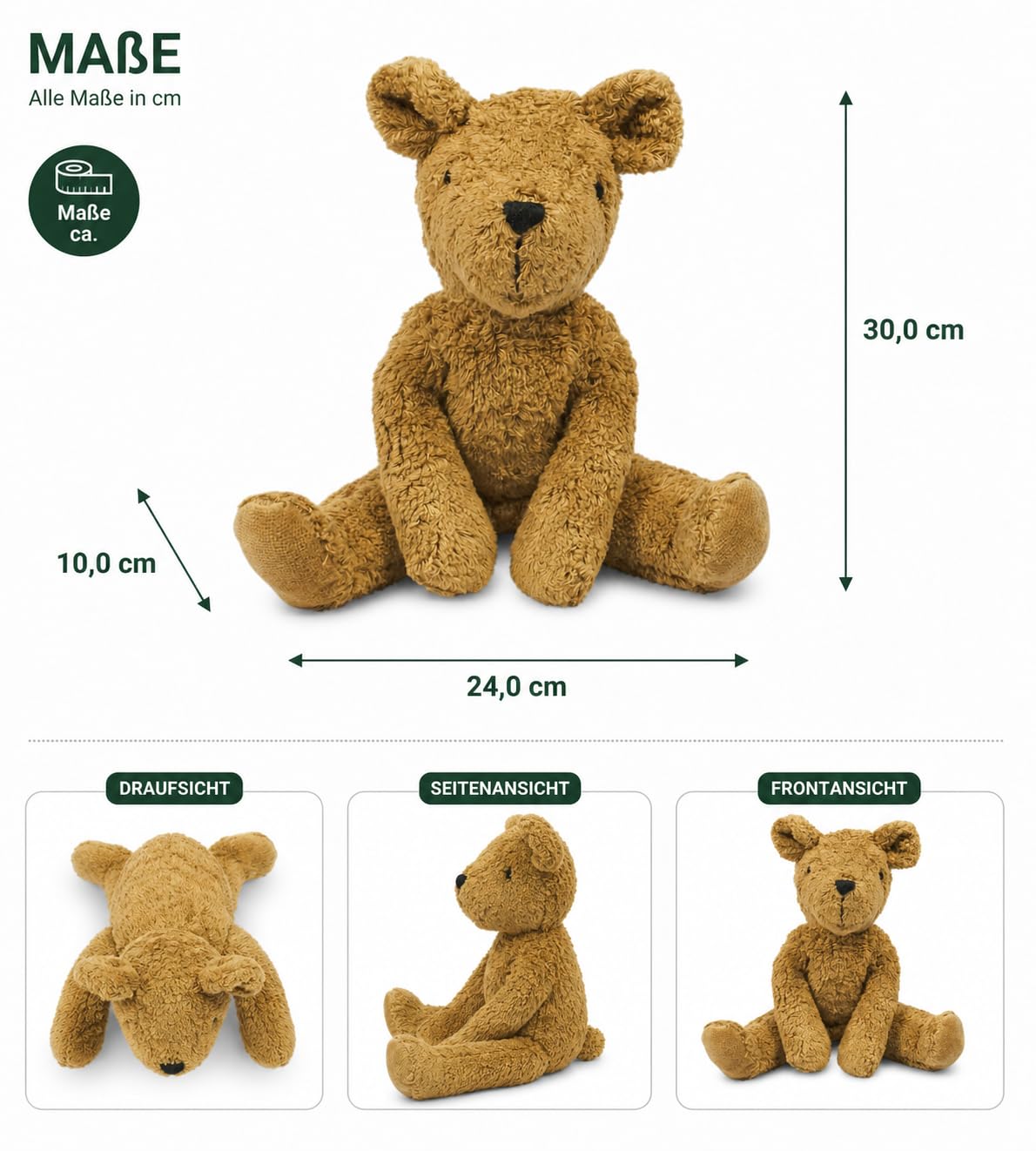 Senger Naturwelt großer Schlenker-Bär, Beige I Kuscheltier aus GOTS-zertifizierten Materialien I Naturnahes Design für Spielspaß und Dekoration